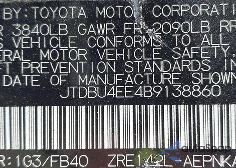 2011 Toyota Corolla Le from USA, damaged, VIN JTDBU4EE4B9138860